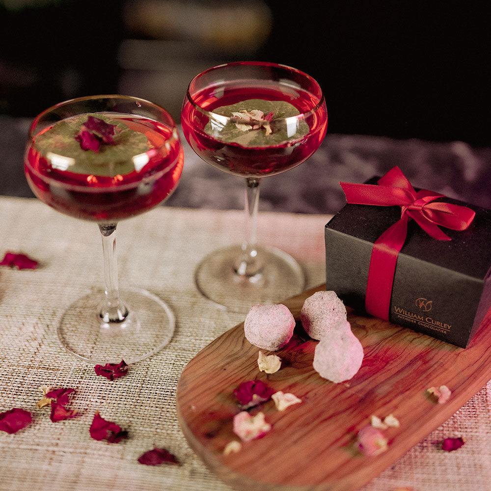 
                    Load image into Gallery viewer, William Curley Mother&amp;#39;s Day Chocolates &amp;amp; Mulberry Rose Fizz | 4 serves
                